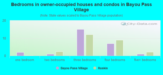 Bedrooms in owner-occupied houses and condos in Bayou Pass Village