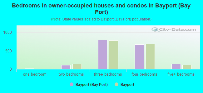 Bedrooms in owner-occupied houses and condos in Bayport (Bay Port)
