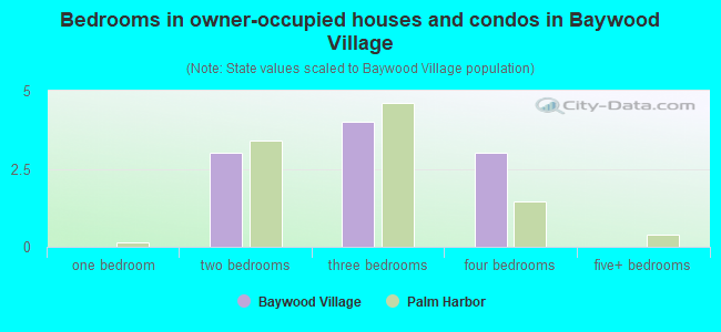 Bedrooms in owner-occupied houses and condos in Baywood Village