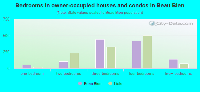 Bedrooms in owner-occupied houses and condos in Beau Bien