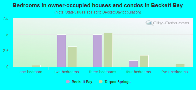 Bedrooms in owner-occupied houses and condos in Beckett Bay
