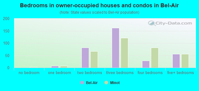 Bedrooms in owner-occupied houses and condos in Bel-Air