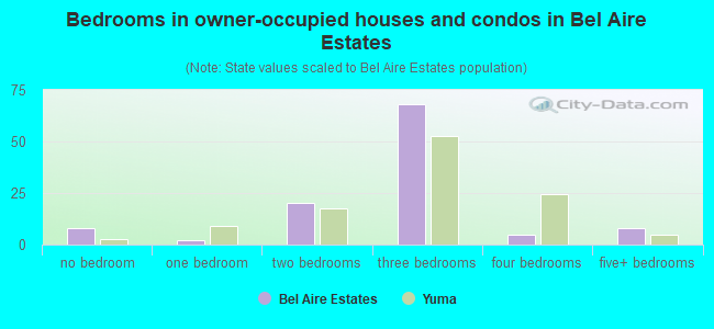 Bedrooms in owner-occupied houses and condos in Bel Aire Estates