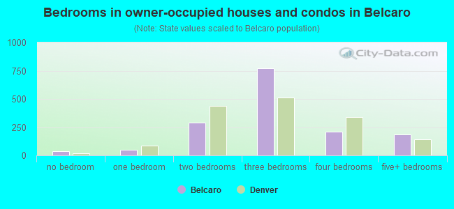 Bedrooms in owner-occupied houses and condos in Belcaro