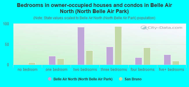 Bedrooms in owner-occupied houses and condos in Belle Air North (North Belle Air Park)