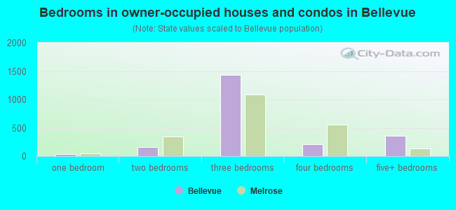Bedrooms in owner-occupied houses and condos in Bellevue