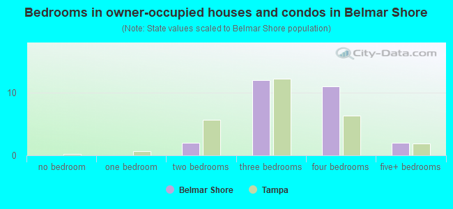 Bedrooms in owner-occupied houses and condos in Belmar Shore