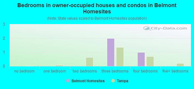 Bedrooms in owner-occupied houses and condos in Belmont Homesites
