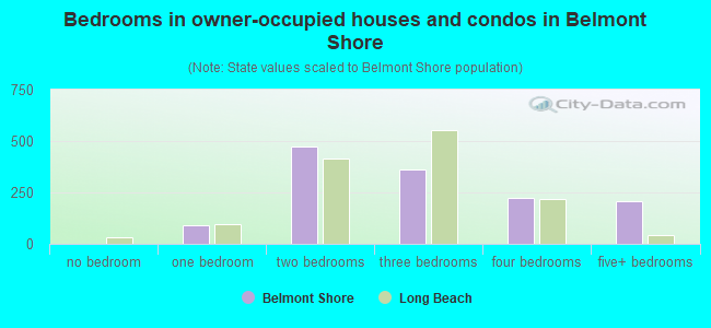 Bedrooms in owner-occupied houses and condos in Belmont Shore