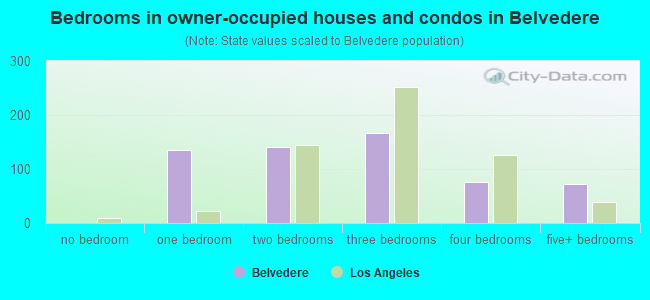 Bedrooms in owner-occupied houses and condos in Belvedere