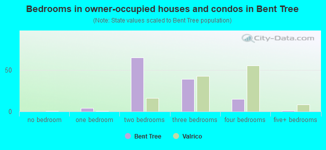 Bedrooms in owner-occupied houses and condos in Bent Tree