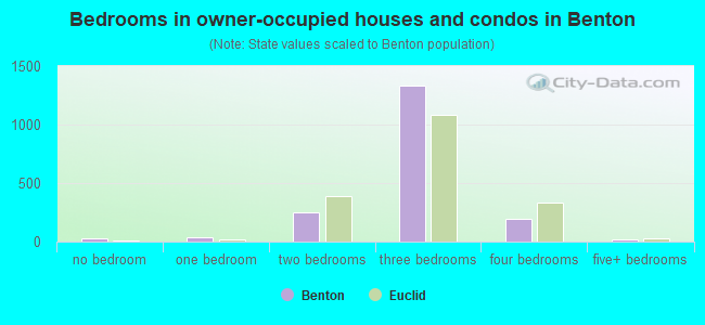 Bedrooms in owner-occupied houses and condos in Benton
