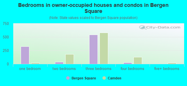 Bedrooms in owner-occupied houses and condos in Bergen Square