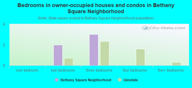 Bedrooms in owner-occupied houses and condos in Bethany Square Neighborhood