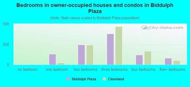 Bedrooms in owner-occupied houses and condos in Biddulph Plaza