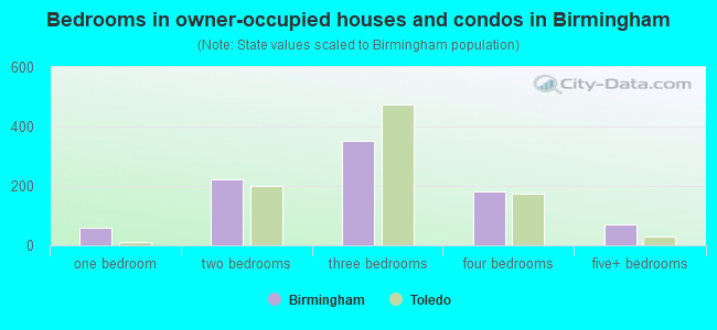 Bedrooms in owner-occupied houses and condos in Birmingham
