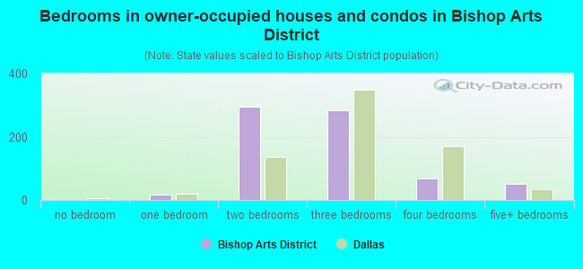 Bedrooms in owner-occupied houses and condos in Bishop Arts District