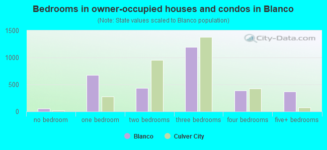 Bedrooms in owner-occupied houses and condos in Blanco