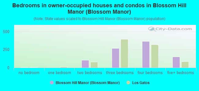 Bedrooms in owner-occupied houses and condos in Blossom Hill Manor (Blossom Manor)