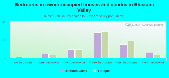 Bedrooms in owner-occupied houses and condos in Blossom Valley