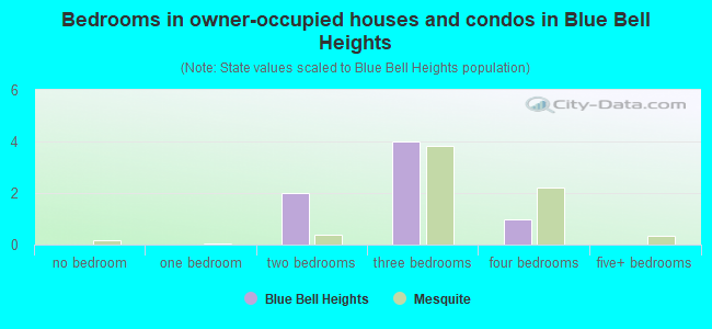 Bedrooms in owner-occupied houses and condos in Blue Bell Heights
