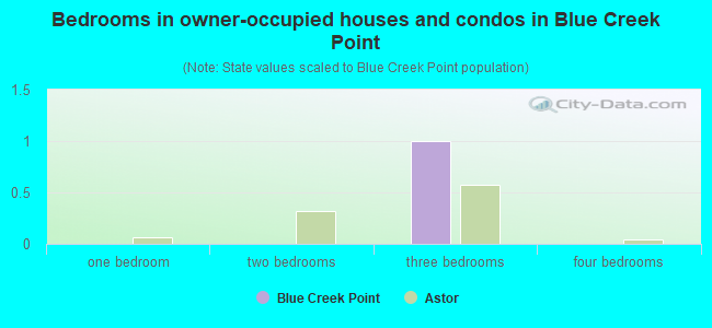 Bedrooms in owner-occupied houses and condos in Blue Creek Point