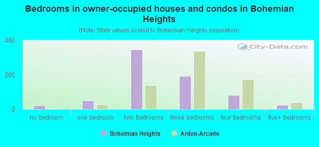 Bedrooms in owner-occupied houses and condos in Bohemian Heights