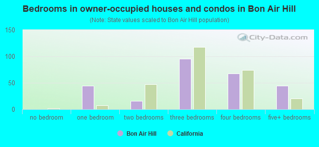 Bedrooms in owner-occupied houses and condos in Bon Air Hill