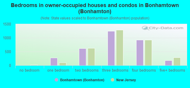 Bedrooms in owner-occupied houses and condos in Bonhamtown (Bonhamton)
