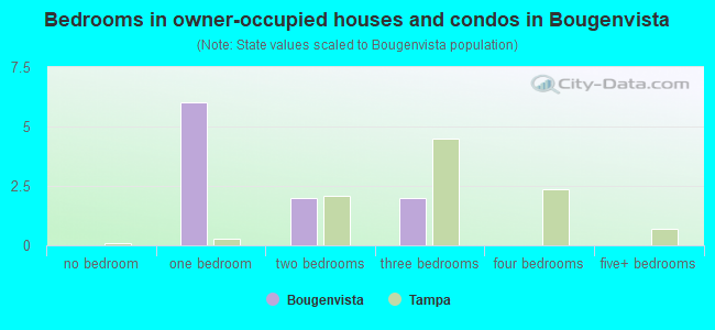 Bedrooms in owner-occupied houses and condos in Bougenvista
