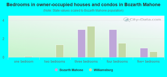 Bedrooms in owner-occupied houses and condos in Bozarth  Mahone