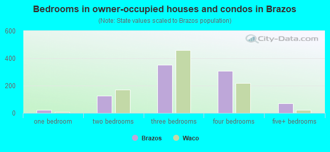 Bedrooms in owner-occupied houses and condos in Brazos