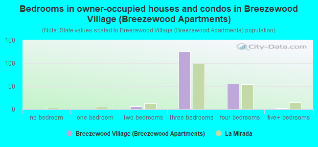 Bedrooms in owner-occupied houses and condos in Breezewood Village (Breezewood Apartments)
