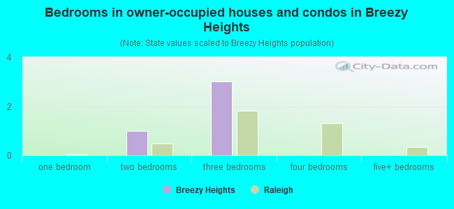 Bedrooms in owner-occupied houses and condos in Breezy Heights