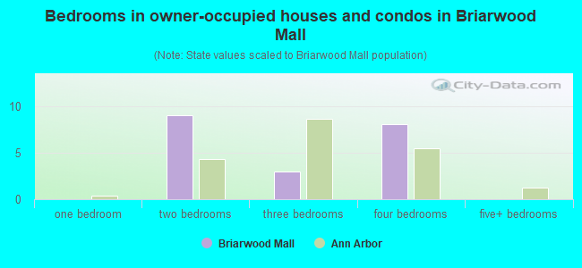 Bedrooms in owner-occupied houses and condos in Briarwood Mall