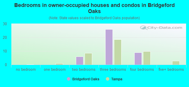 Bedrooms in owner-occupied houses and condos in Bridgeford Oaks