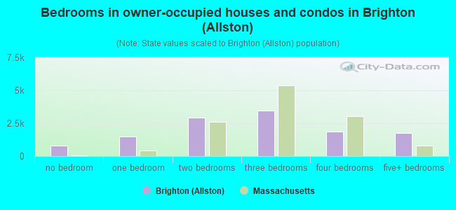 Bedrooms in owner-occupied houses and condos in Brighton (Allston)