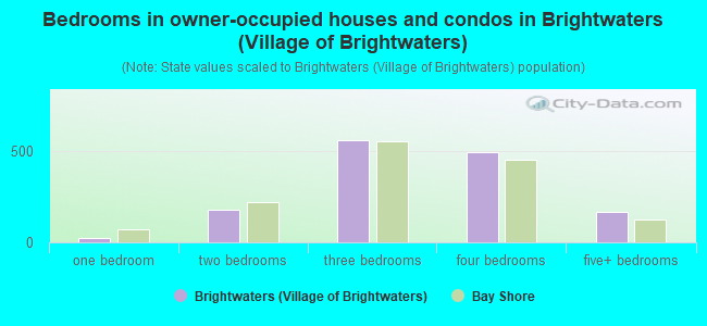 Bedrooms in owner-occupied houses and condos in Brightwaters (Village of Brightwaters)