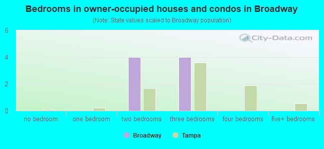 Bedrooms in owner-occupied houses and condos in Broadway