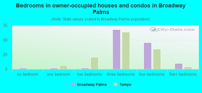 Bedrooms in owner-occupied houses and condos in Broadway Palms