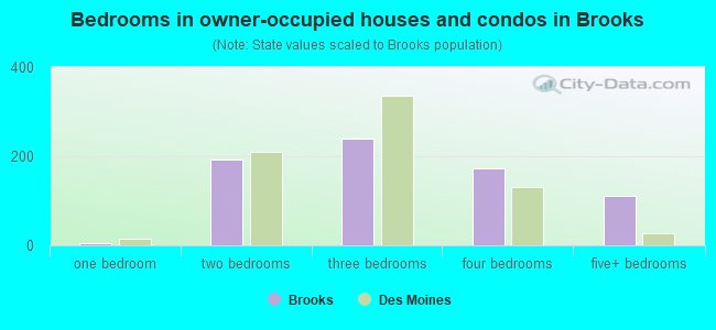 Bedrooms in owner-occupied houses and condos in Brooks