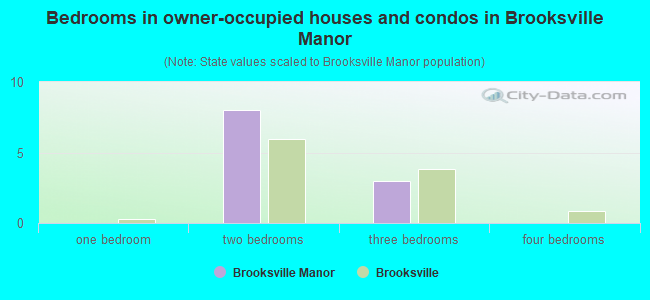 Bedrooms in owner-occupied houses and condos in Brooksville Manor