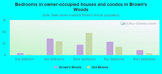 Bedrooms in owner-occupied houses and condos in Brown's Woods