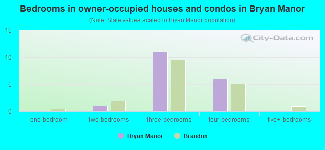 Bedrooms in owner-occupied houses and condos in Bryan Manor