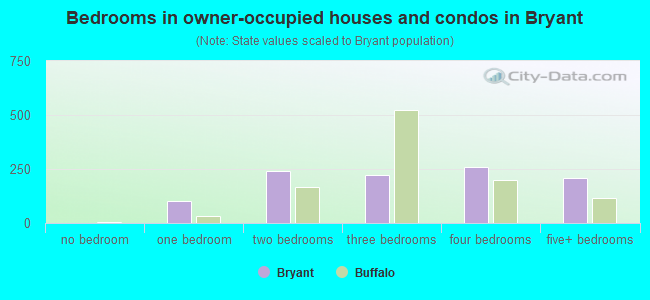 Bedrooms in owner-occupied houses and condos in Bryant