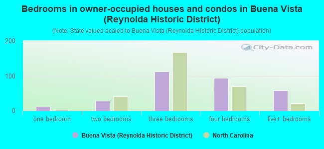 Bedrooms in owner-occupied houses and condos in Buena Vista (Reynolda Historic District)