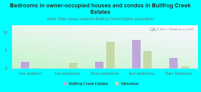 Bedrooms in owner-occupied houses and condos in Bullfrog Creek Estates
