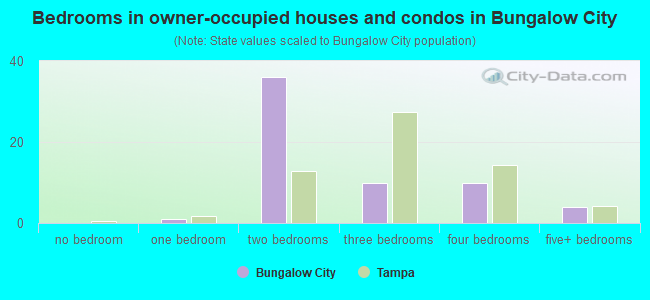Bedrooms in owner-occupied houses and condos in Bungalow City