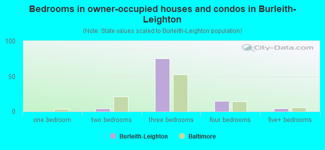 Bedrooms in owner-occupied houses and condos in Burleith-Leighton