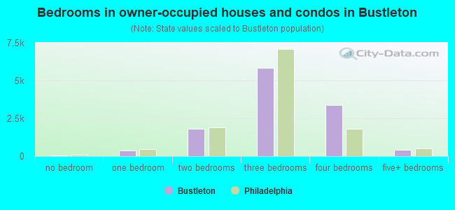 Bedrooms in owner-occupied houses and condos in Bustleton
